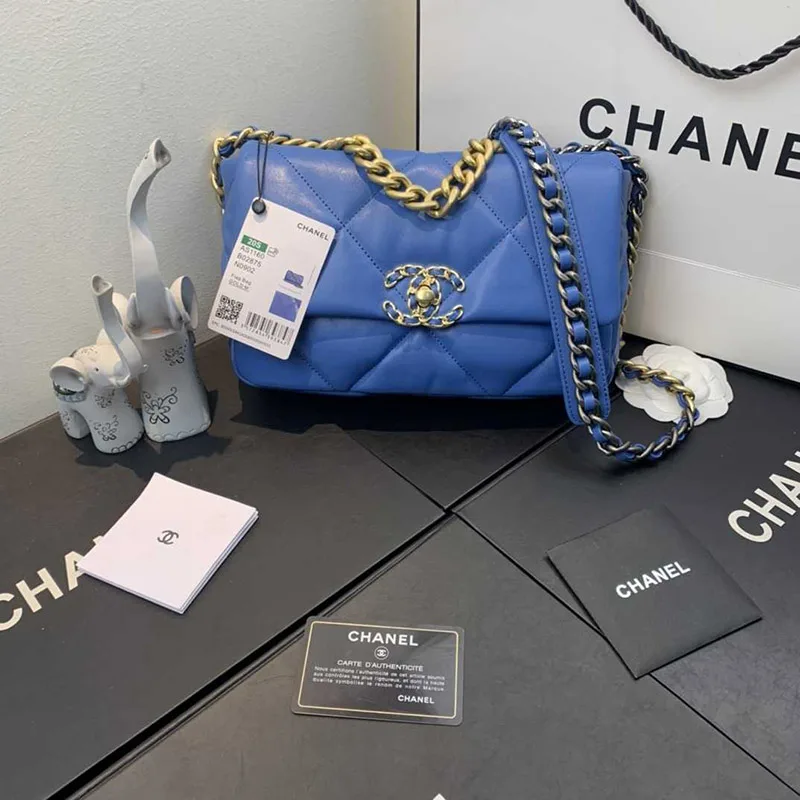 Chanel 19 Small Flap In 21C Blue Lambskin & 2-Tone Hardware Secondary image