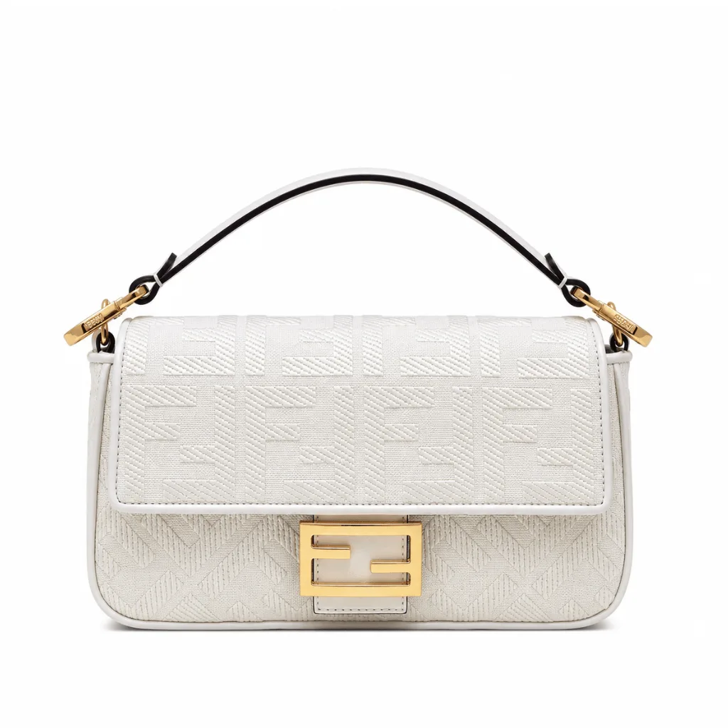 Fendi Canvas Vitello King Extra Strap FF Embroidered Baguette White Ice 28Cm 8Br600Amcdf1Cfk Main image