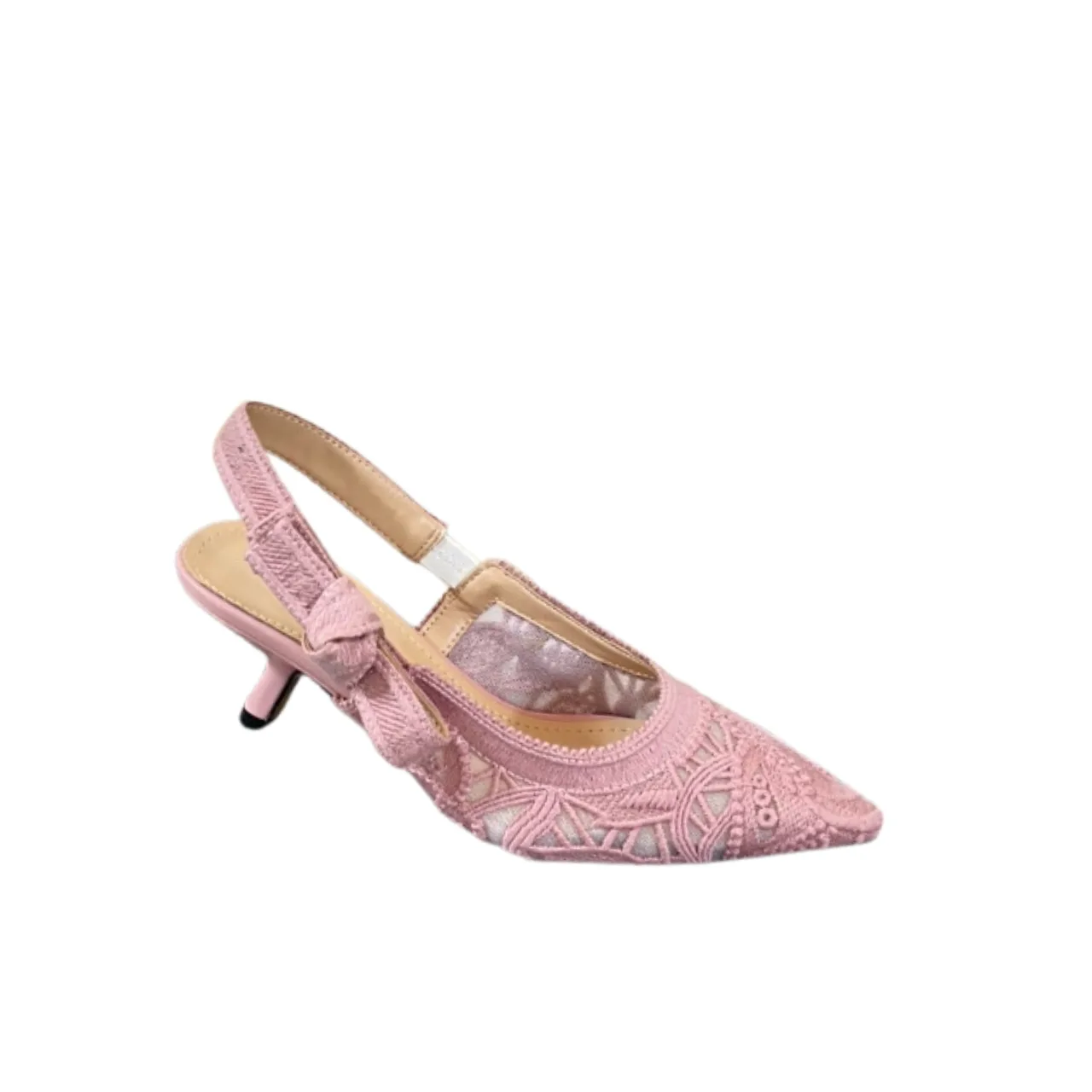 Dior J’Adior Slingback Pump Transparent Mesh Embroidered With Butterfly Motif Pink Main image