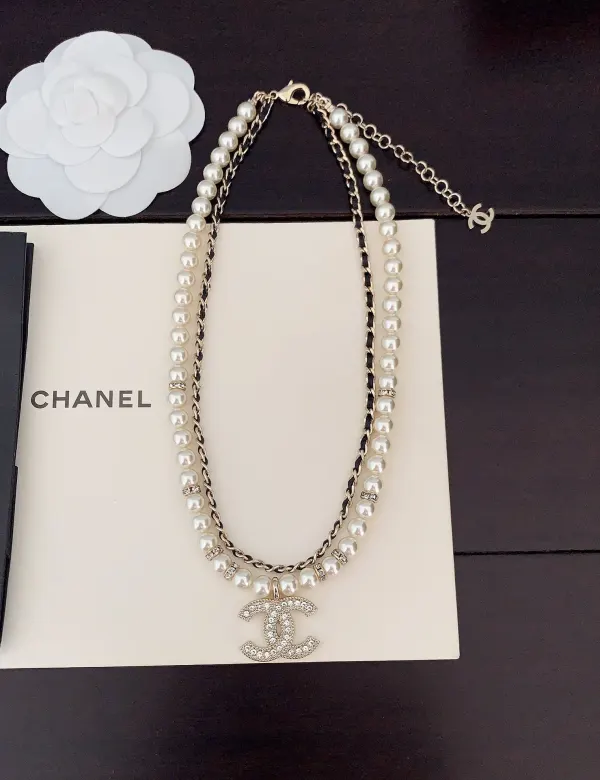 Chanel CC Diamond Pearl Double Layer Necklace