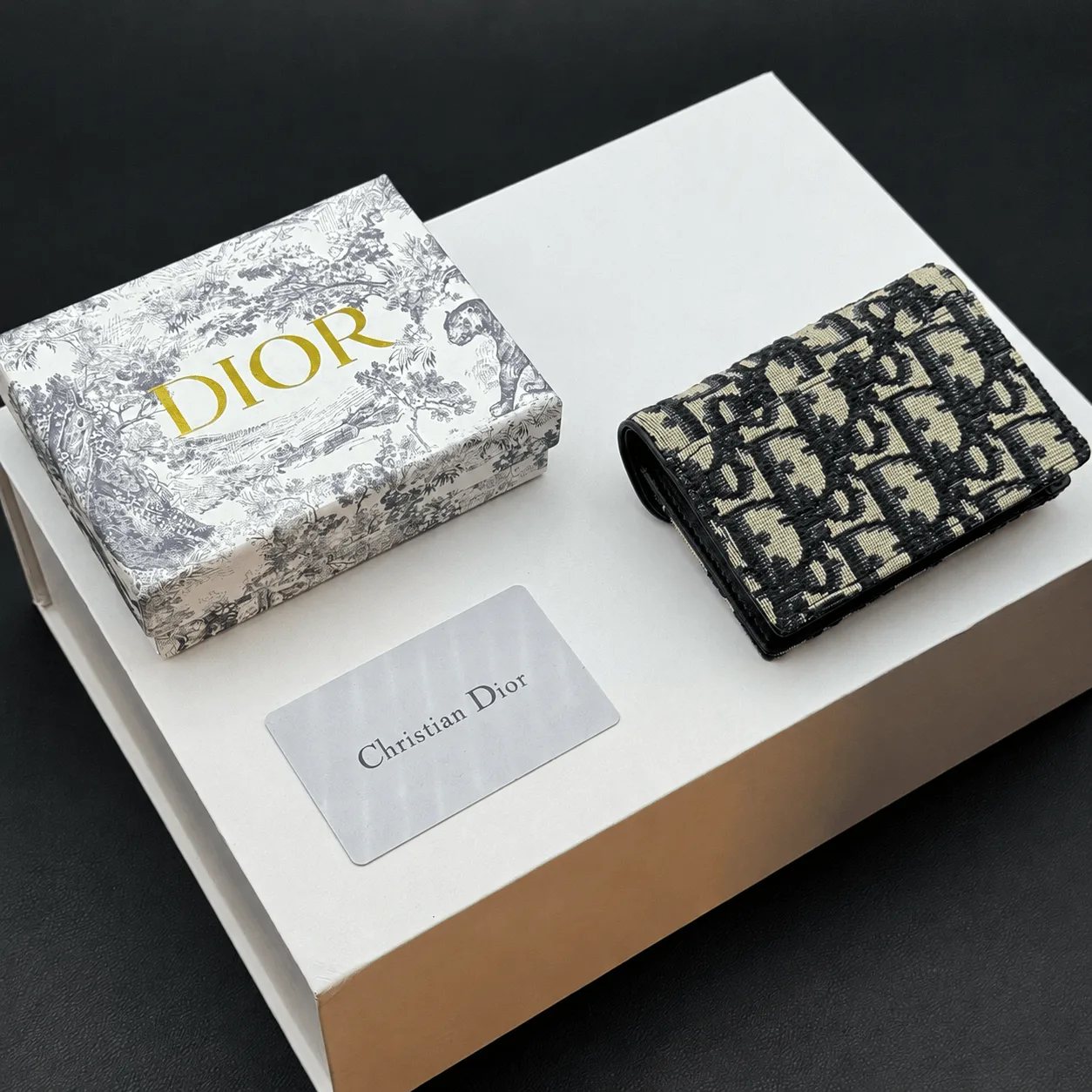 Dior Blue Oblique Jacquard Saddle Bloom Card Holder Secondary image