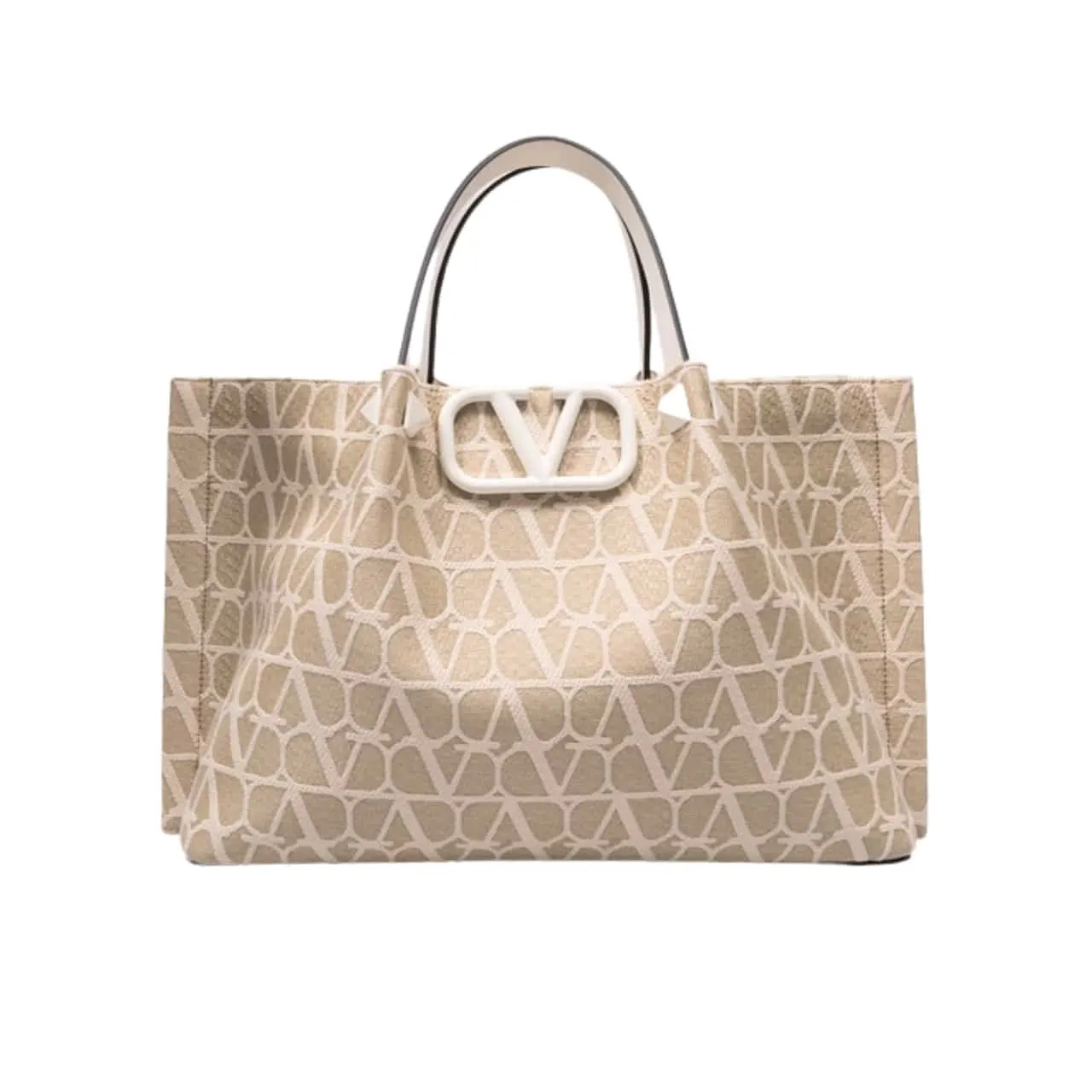 Valentino Garavani Vlogo Embroidered Raffia Tote Beige 35Cm Main image