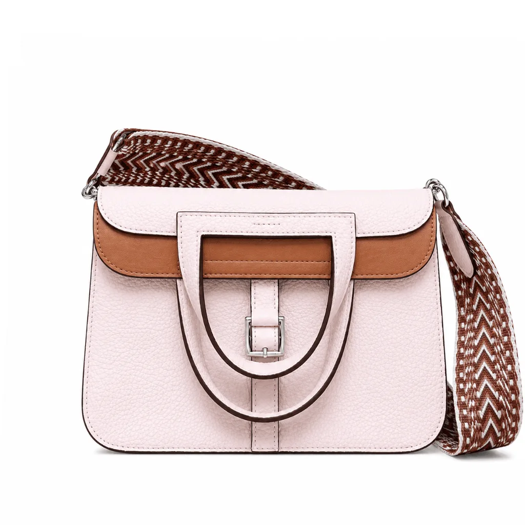 H Halzan 25 Taurillon Clemence Verso In Rose Sakura/ Biscuit Palladium Hardware Main image