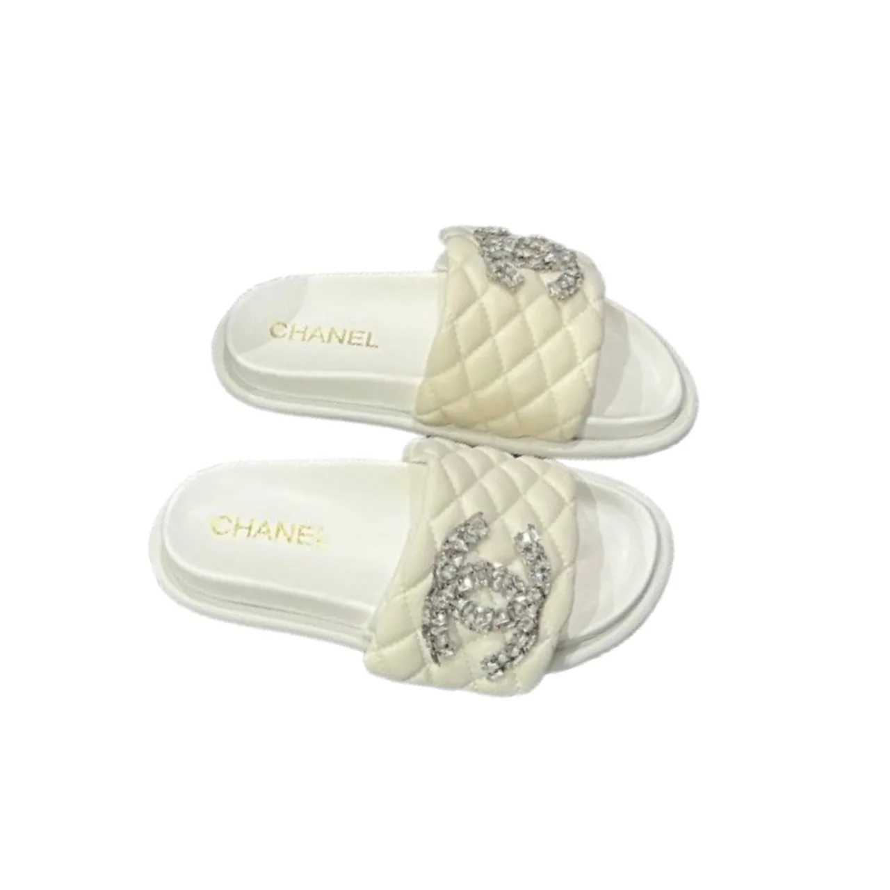 Chanel Cc Slippers Studded White Main image