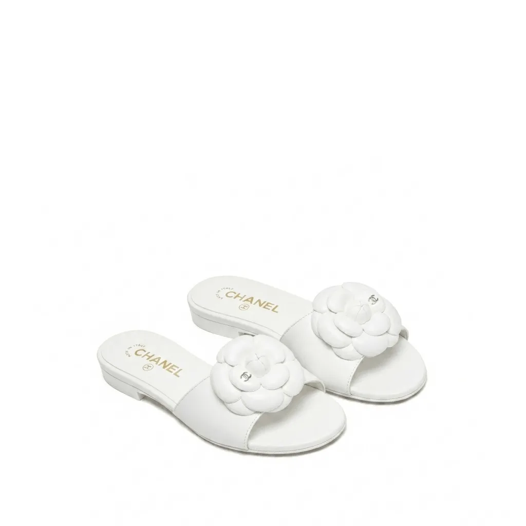 Chanel Camellia Slides White Main image
