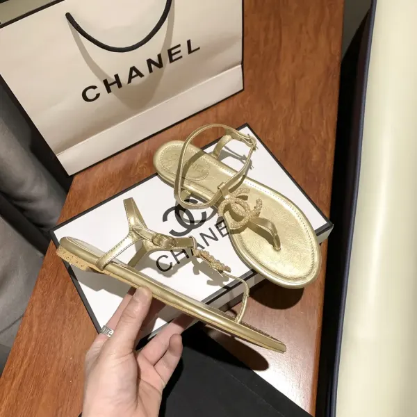 Chanel Logo Embroidered Shearling Cream Slides