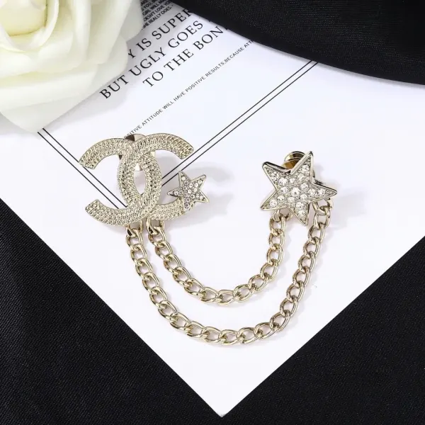 Chanel 23B Gold-Tone CC And Star Motif Brooch