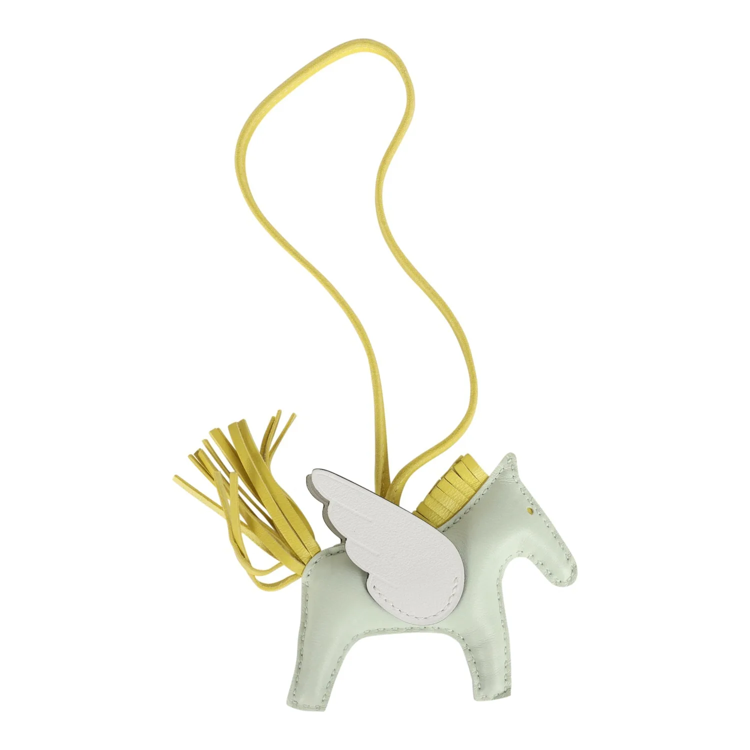 Hermes Pegase Rodeo Bag Charm PM New White/Vert Fizz/Lime Milo Lambskin Secondary image