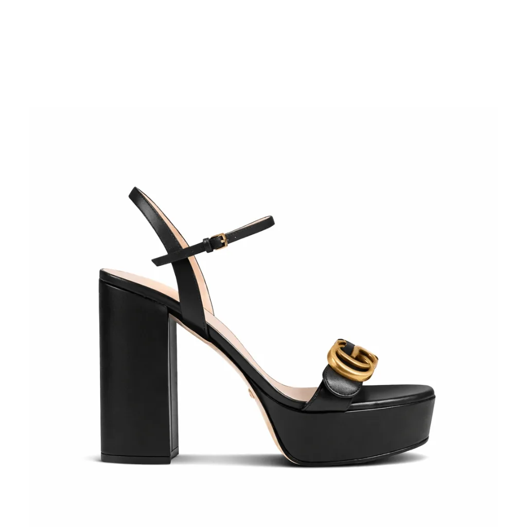Gucci Gg Leather Heeled Sandal Black Main image