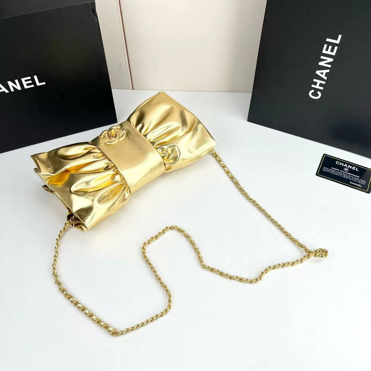 Chanel Elegant Evening Clutch Bow Purse