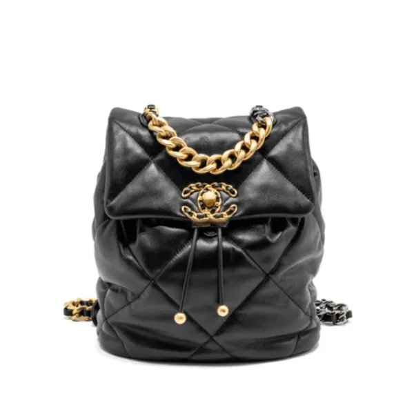 Chanel 19 Shiny Backpack Leather Black Main image