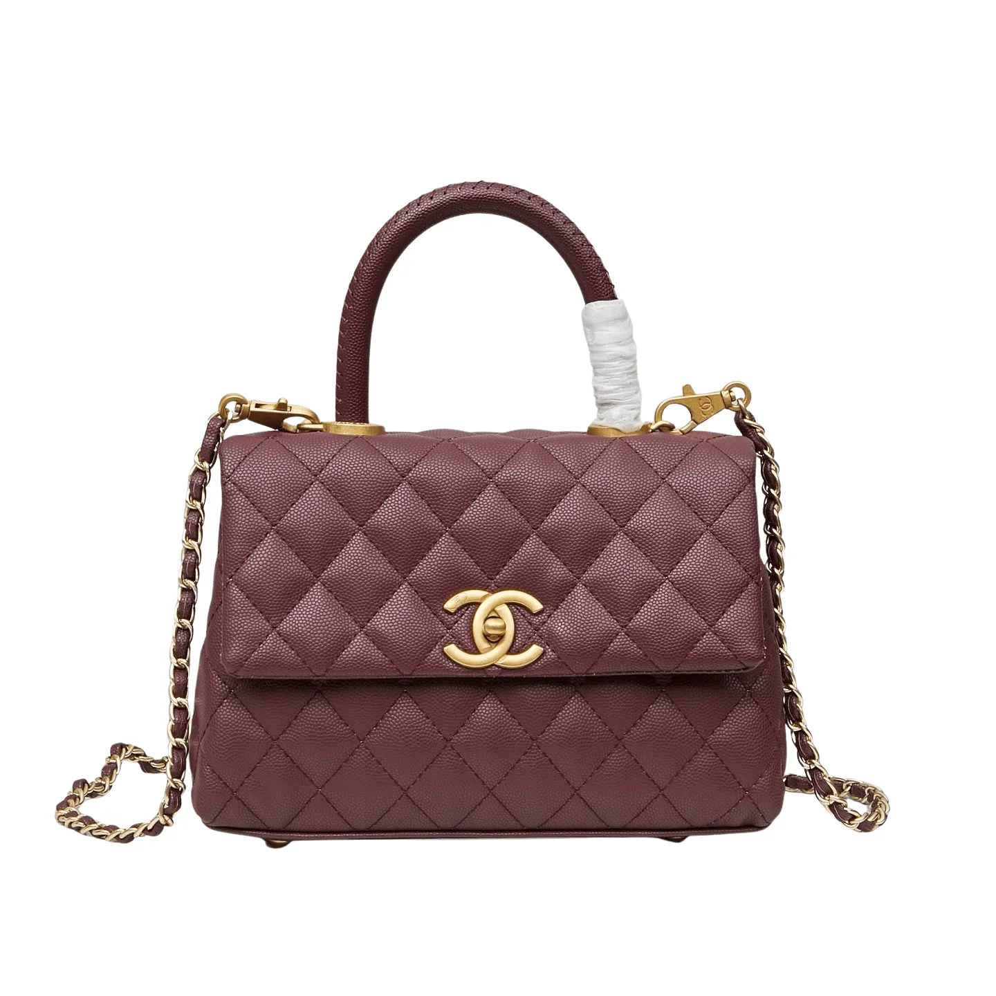 Chanel Burgundy Caviar Quilted Mini Coco Handle Flap Gold Hardware Main image