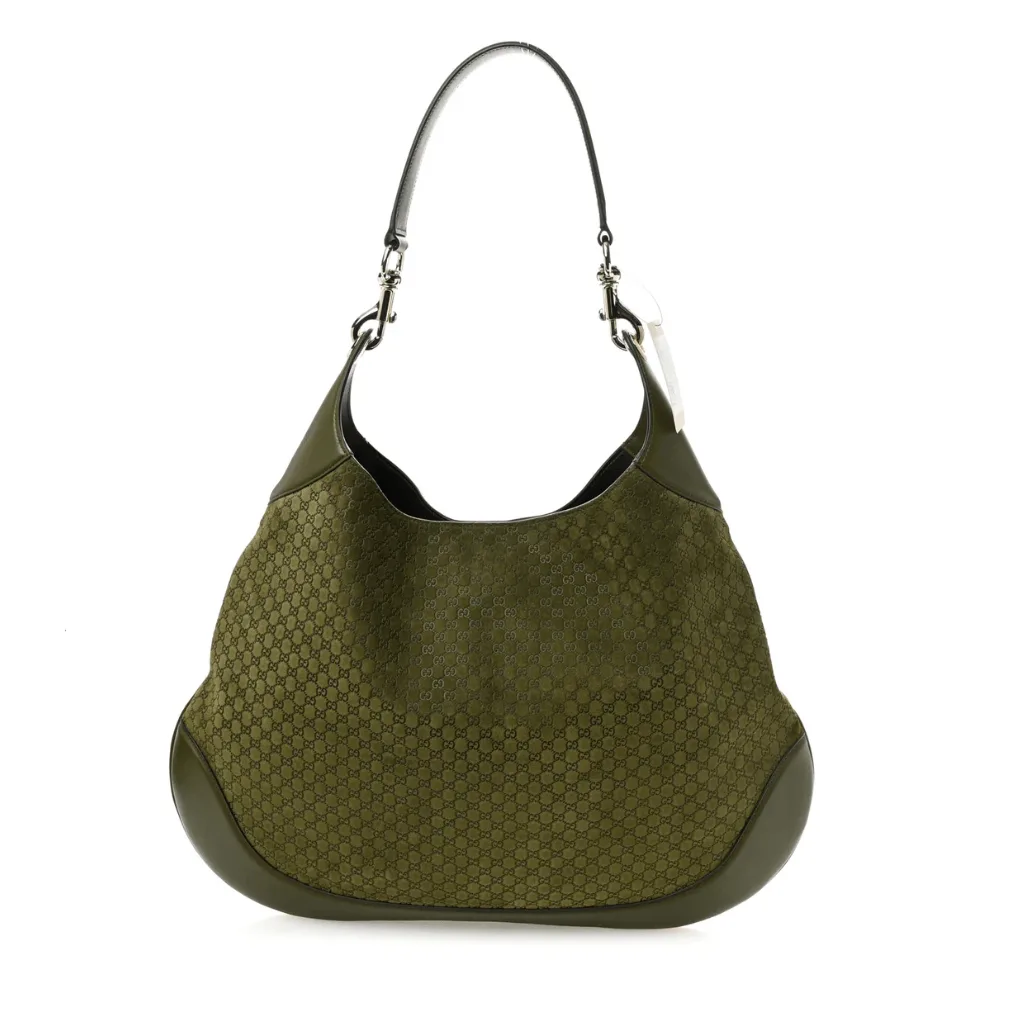 Gucci GG Suede B Large Shoulder Bag Green Main image