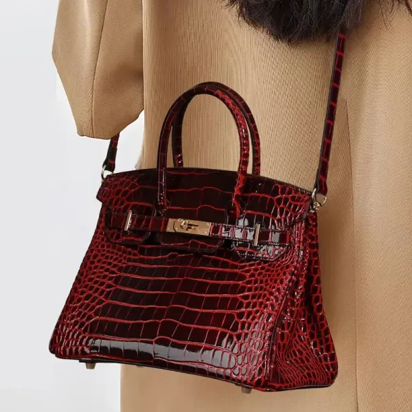 H Birkin 30 Bordeaux Shiny Crocodile Gold Hardware