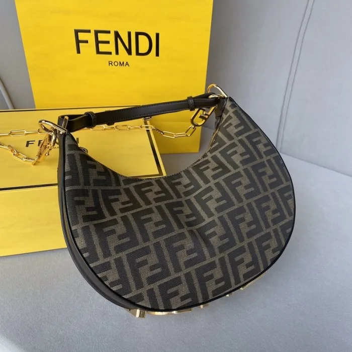 Fendi Fendigraphy Small Brown FF Jacquard Fabric Bag 29Cm Secondary image
