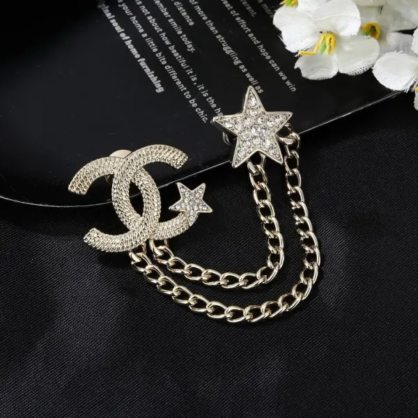 Chanel 23B Gold-Tone CC And Star Motif Brooch