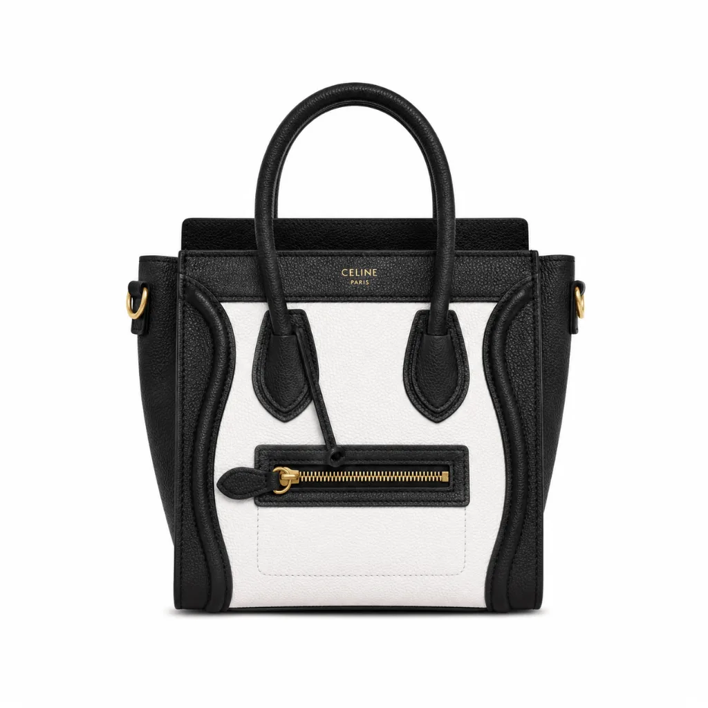 Celine Nano Luggage Handbag Black White 20Cm Main image