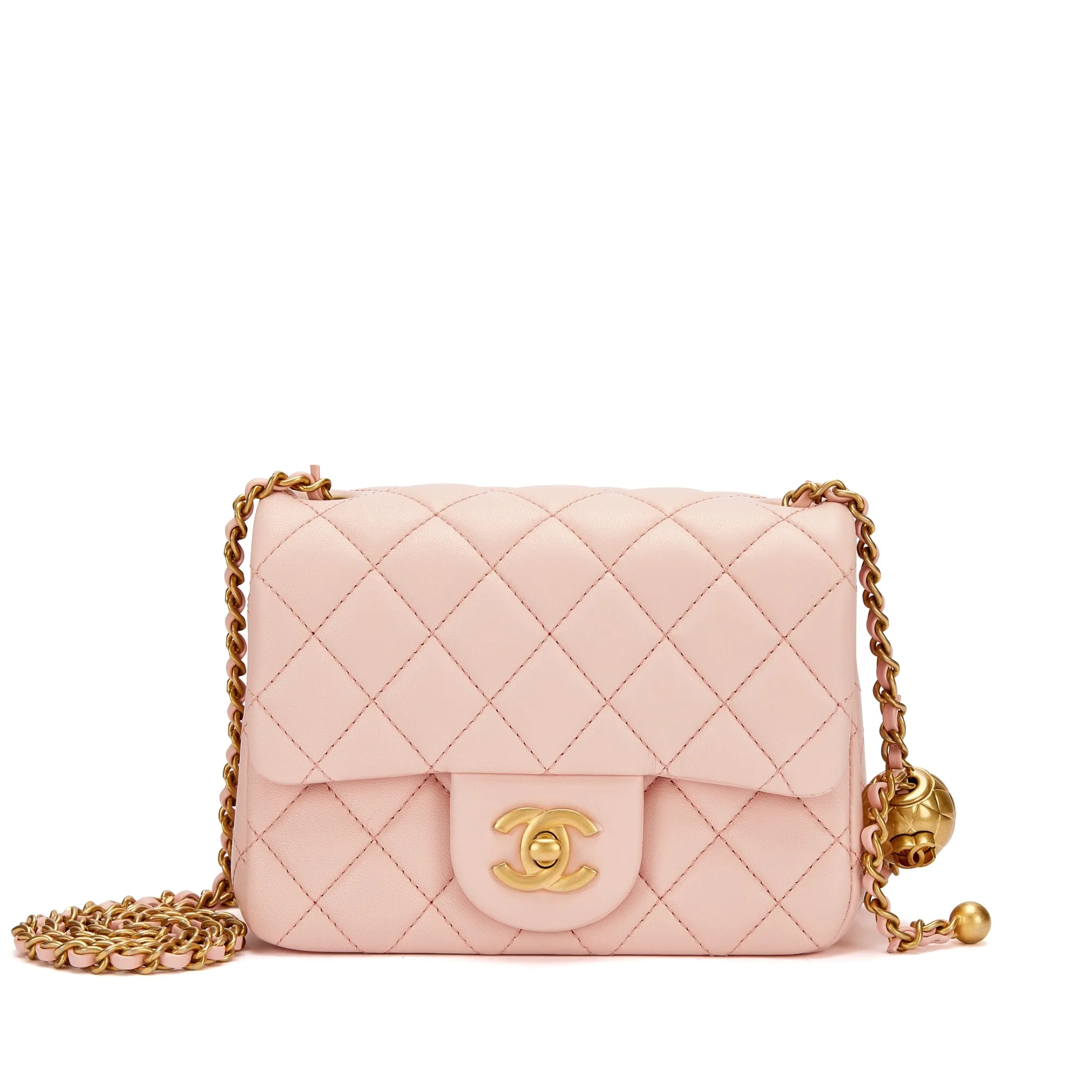 Chanel Light Pink Quilted Lambskin Pearl Crush Flap Bag Gold Hardware Main image