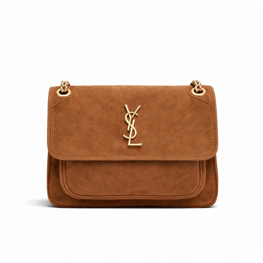 Saint Laurent Niki Baby Chain Bag In Suede Brown 28cm 6237483 Secondary image