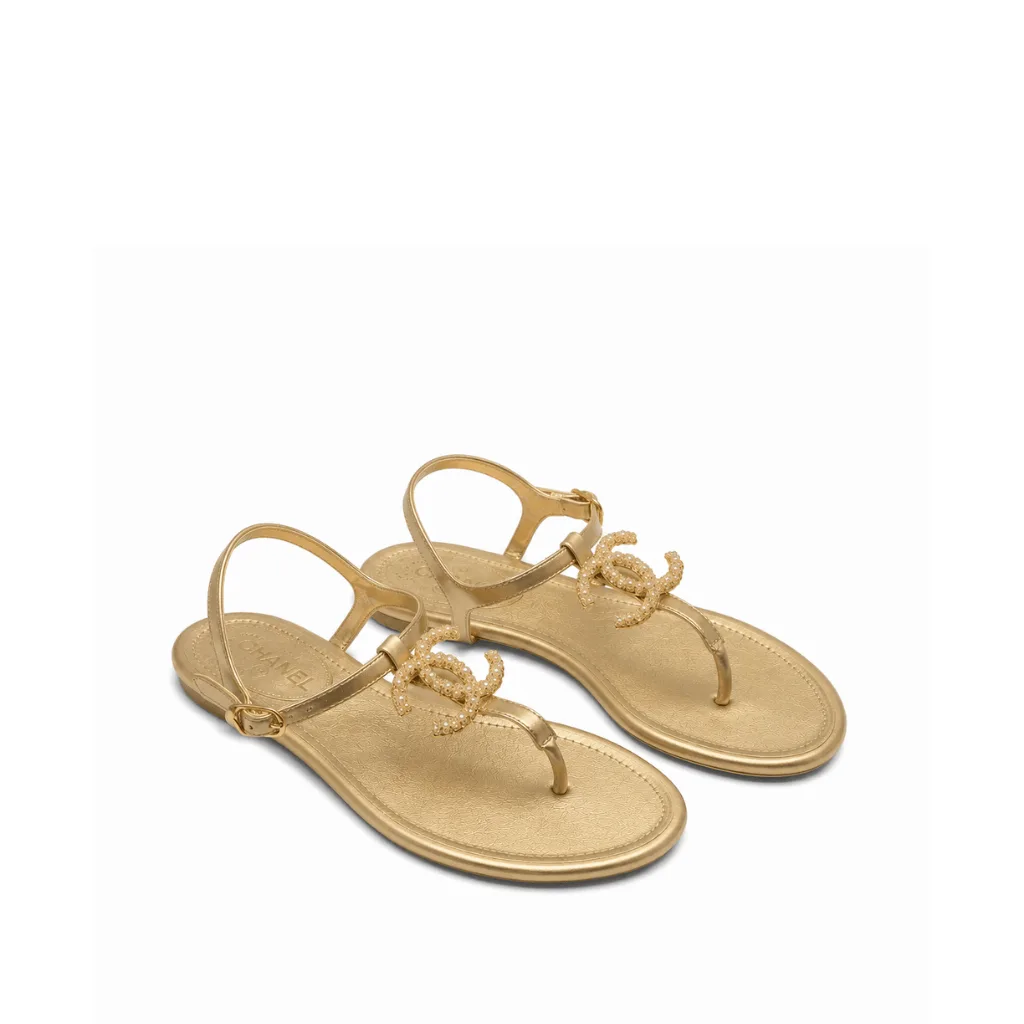 Chanel Logo Embroidered Shearling Cream Slides Main image