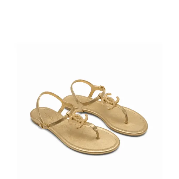 Chanel Logo Embroidered Shearling Cream Slides