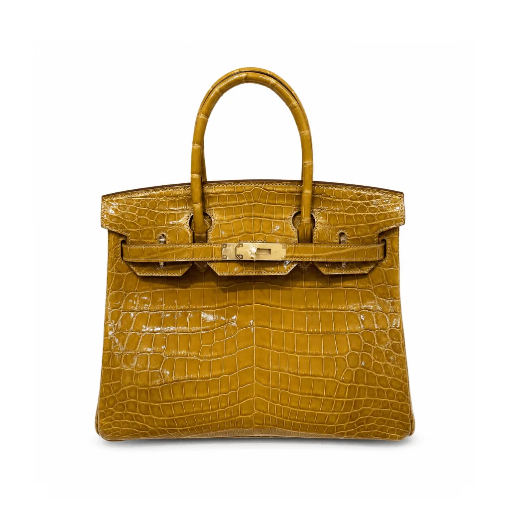 H Birkin 30 Shiny Porosus Crocodile In Caramel With Gold Hardware Main image