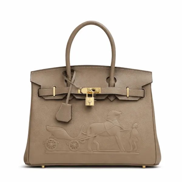 H Birkin 30CM Taupe Horse Draw Carriage Embossed