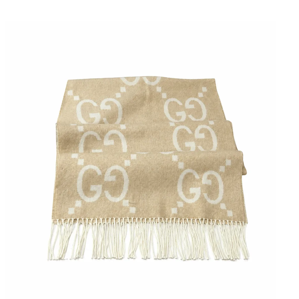 Gucci GG Cashmere Jacquard Scarf In Beige Main image