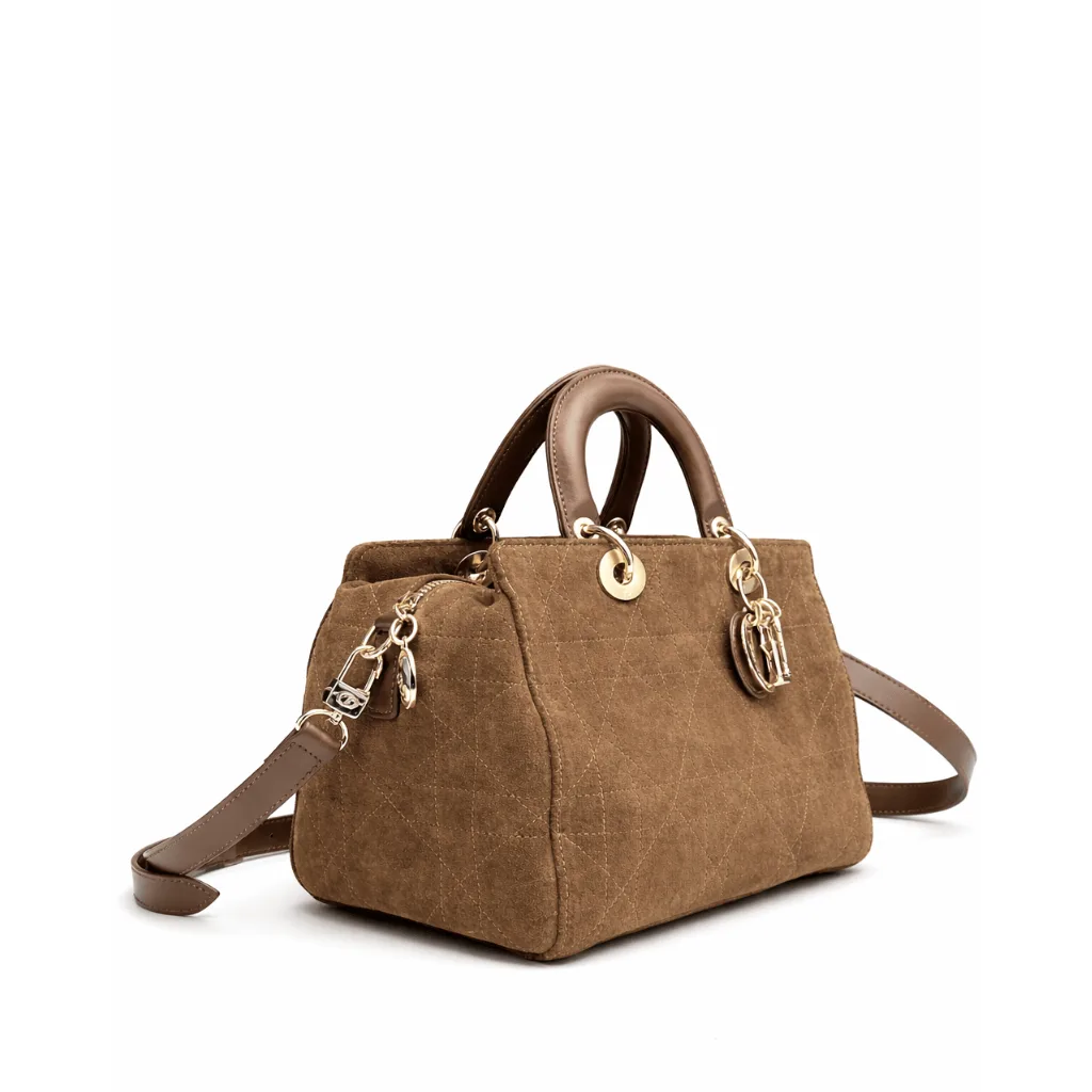 Dior Small Granville Bag In Caramel Flat Macrocannage Suede