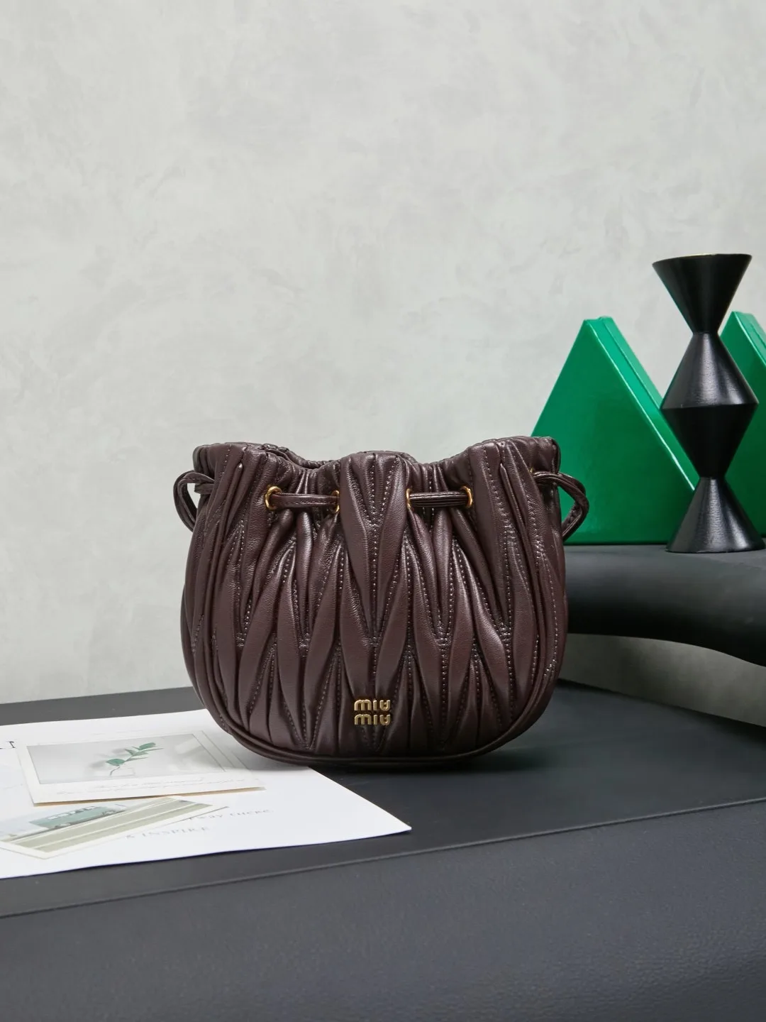 Miu Miu Matelassé Nappa Leather Pouch Burgundy Secondary image