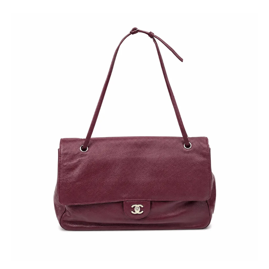 Chanel Maxi “Souplissimo” Large Flap Bag Burgundy Caviar Silver Hardware Main image