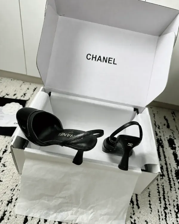 Chanel Slingbacks Lambskin & Patent Calfskin All Black