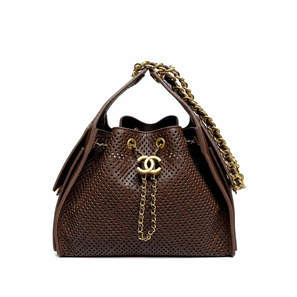 Chanel 25 Small Perforated Calfskin Dark Brown With Gold Hardware Main image