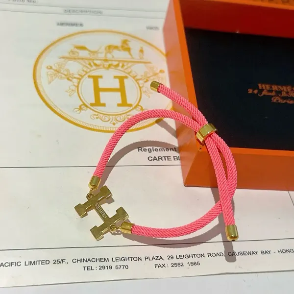 Hermès H-Cord Braided Bracelet In Pink