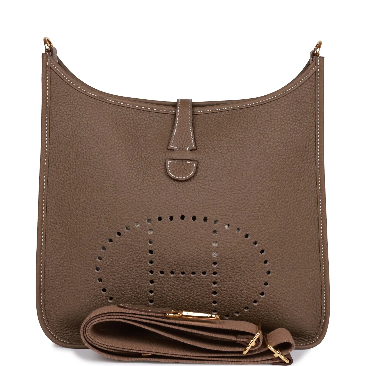 H Handbags Evelyne Iii Pm Etoupe Clemence Gold Hardware Main image