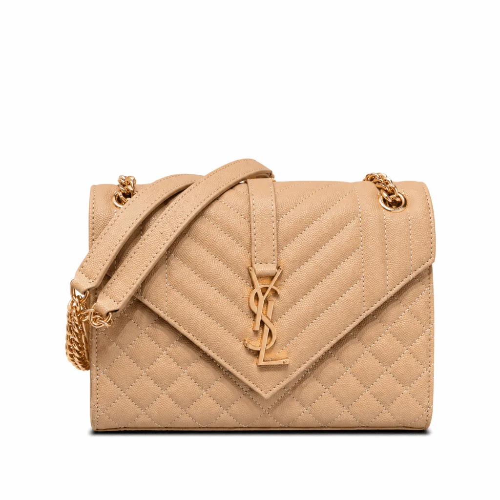 Saint Laurent Envelope Matelasse Grain De Poudre Dark Beige 24Cm Main image