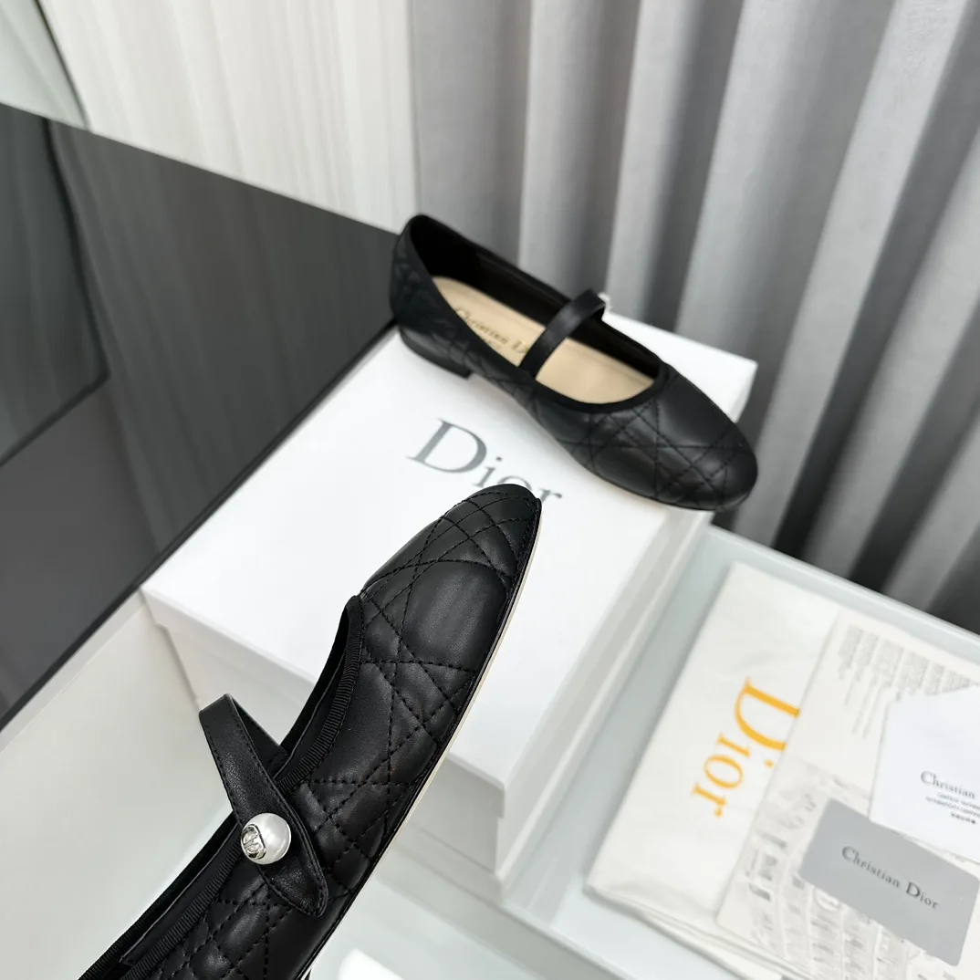 Dior Ballet Flat Black Quilted Cannage Calfskin Kcb860Cqc S900