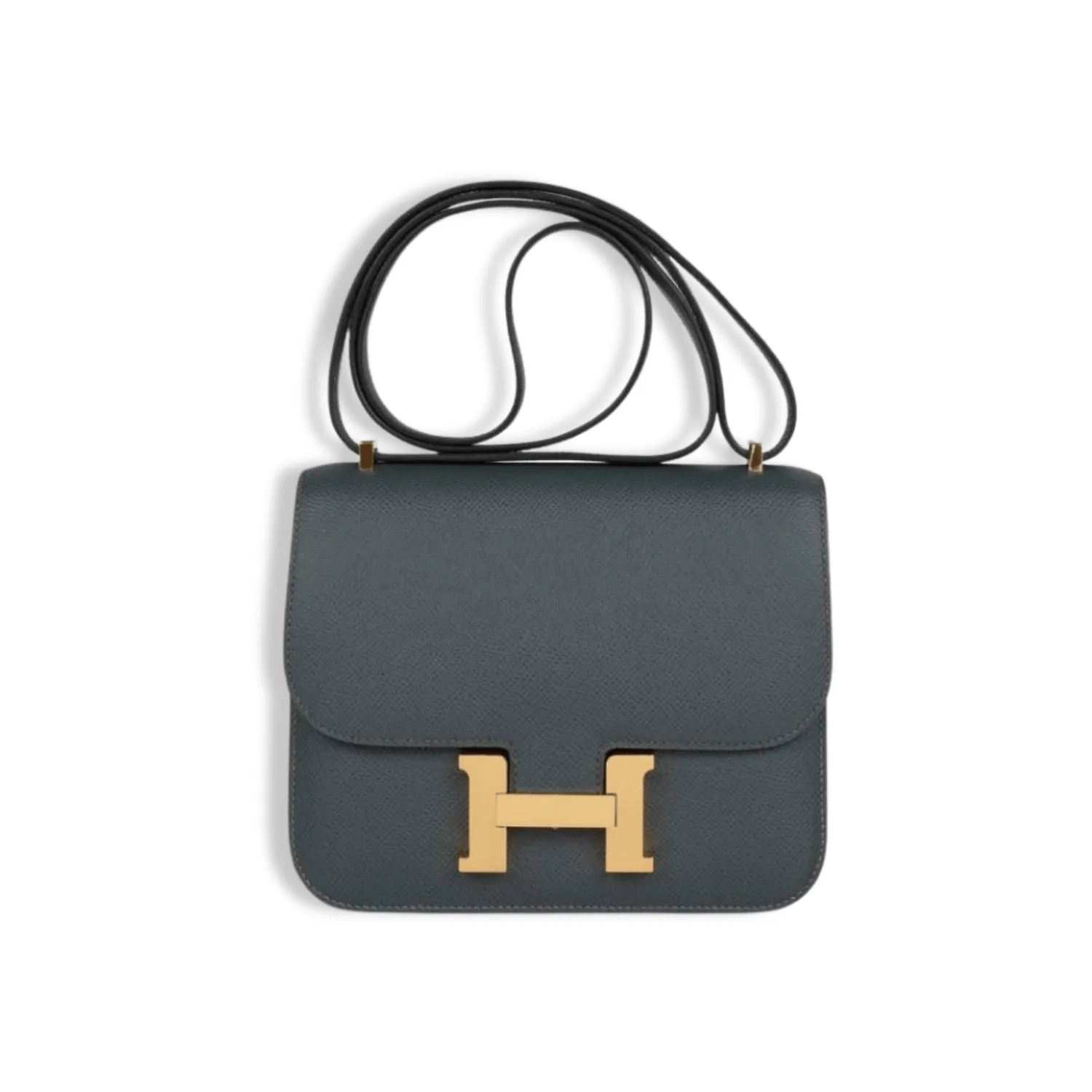 H Handbags Constance 18 Bleu Orage Epsom Gold Hardware Main image