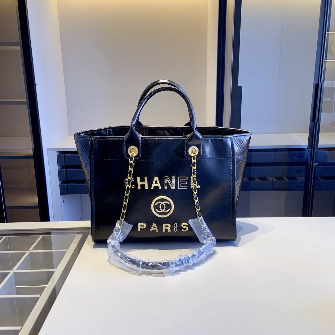 Chanel Deauville Tote Embellished Shiny Calfskin Medium Black 38Cm Secondary image