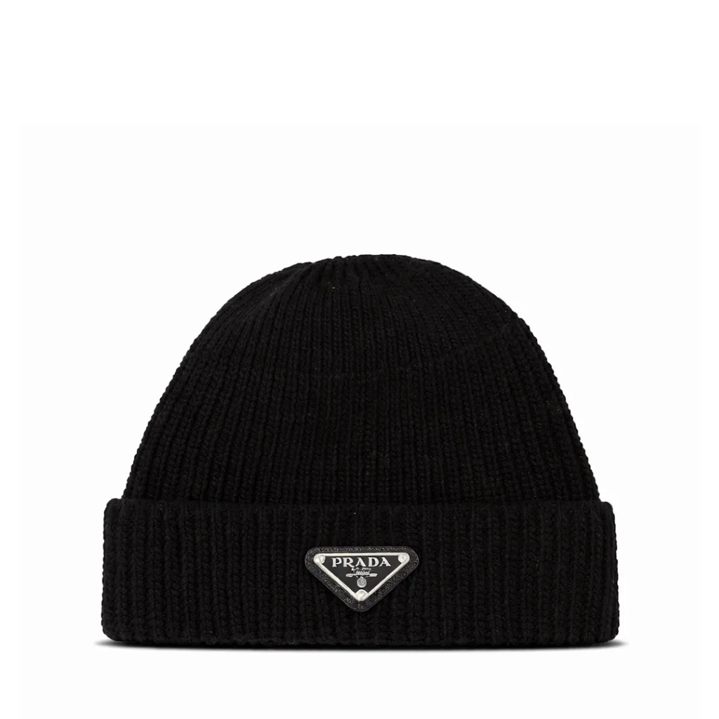 Prada Wool And Cashmere Beanie Silver Black Main image