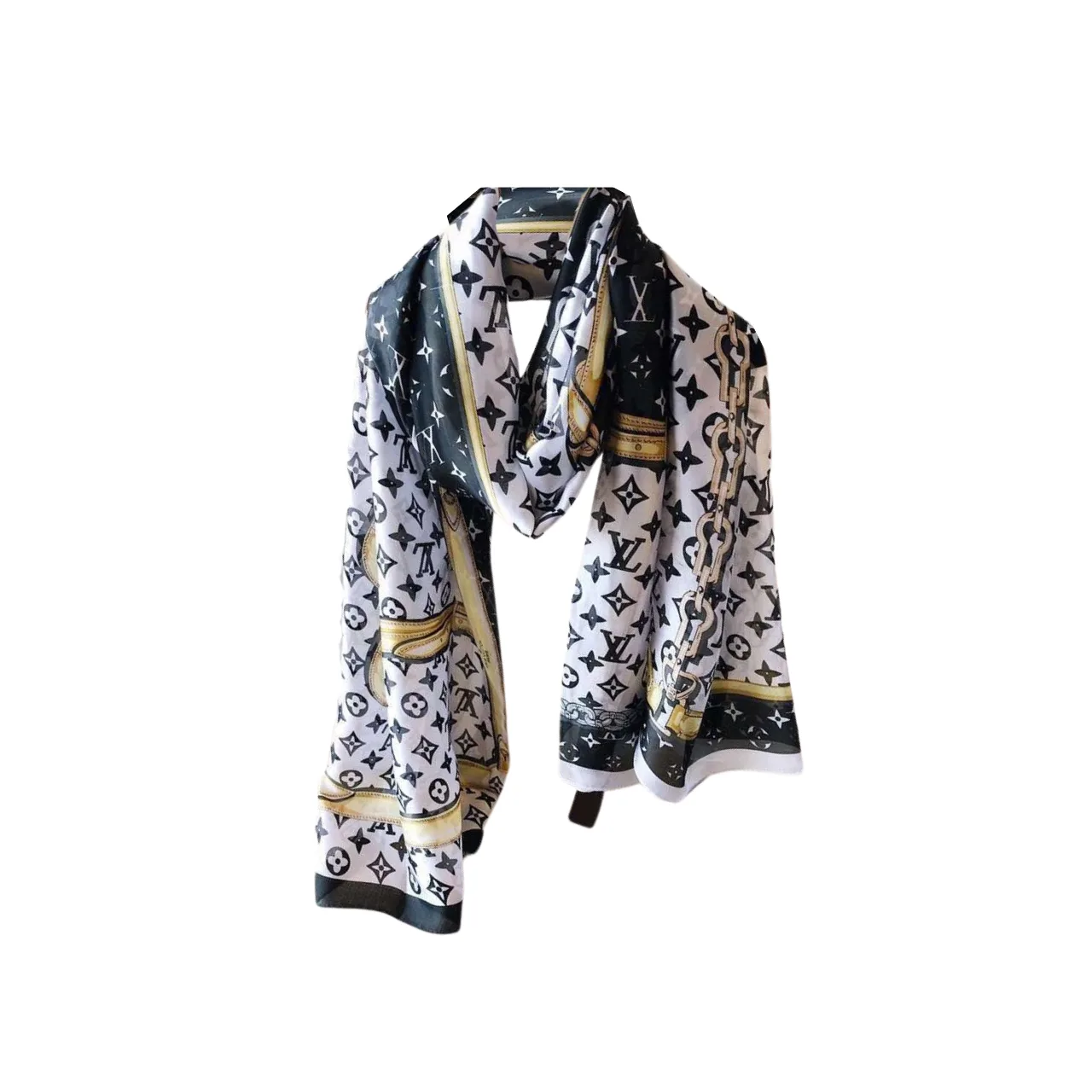 Louis Vuitton Monogram Patterned Silk Scarf Yellow 180cm Main image