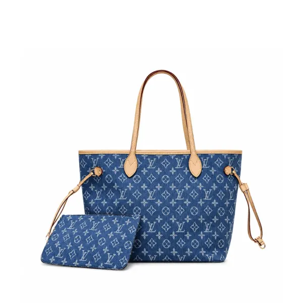 Louis Vuitton Neverfull Monogram Mm Handbag Denim 28Cm