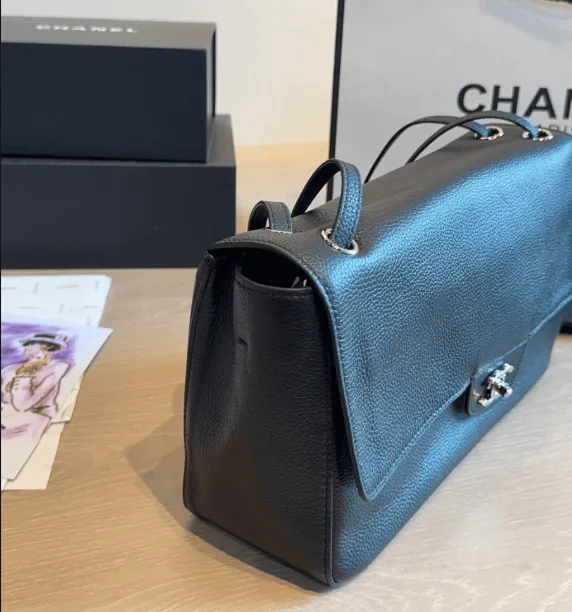 Chanel Maxi “Souplissimo” Small Flap Bag Black Caviar Silver Hardware Secondary image
