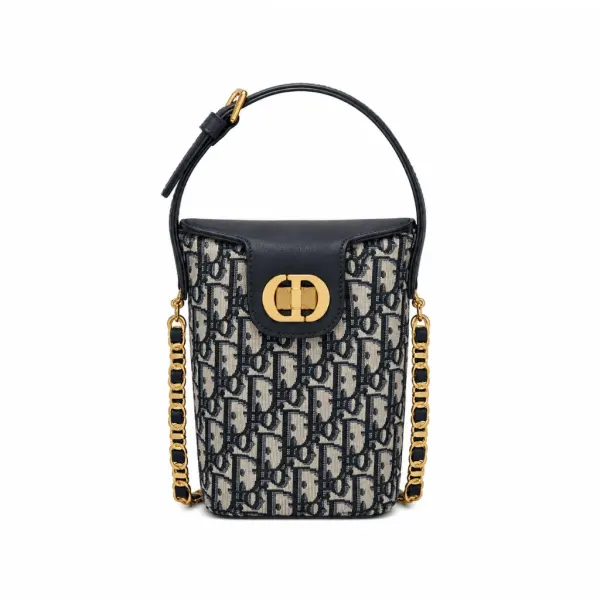 Dior 30 Montaigne Mini Bucket Bag Blue Calfskin
