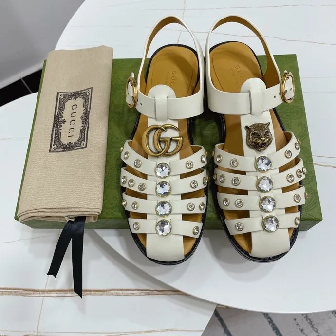 Gucci Rubber Crystal Embellishments Sandals White Secondary image