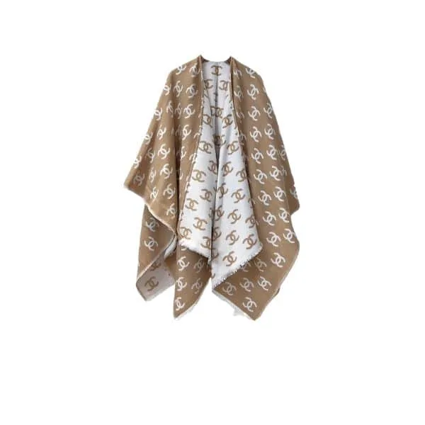 Chanel CC Logo Camellia Scarf Beige Main image