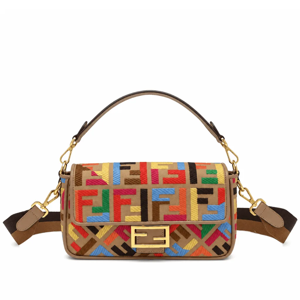 Fendi Multicolor Canvas Vitello King FF Embroidered Baguette 8Br600Ahw7F18H2 Main image