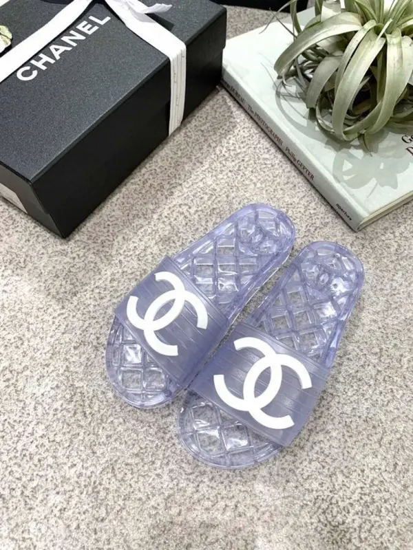 Chanel CC Glossy Transparent Slippers