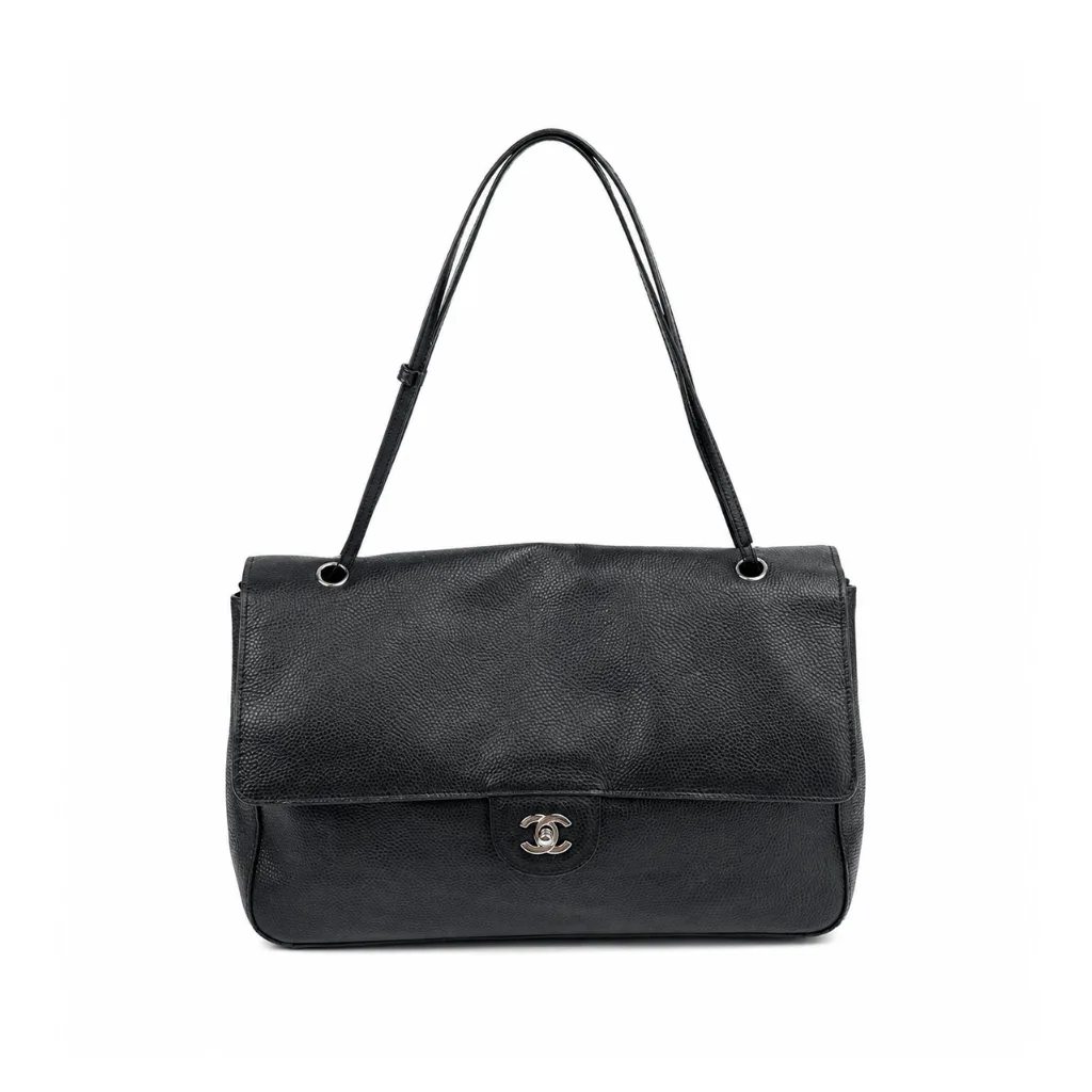 Chanel Maxi “Souplissimo” Large Flap Bag Black Caviar Silver Hardware Main image