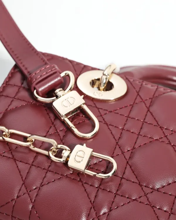 Small Lady D-Joy Bag Plum Cannage Lambskin